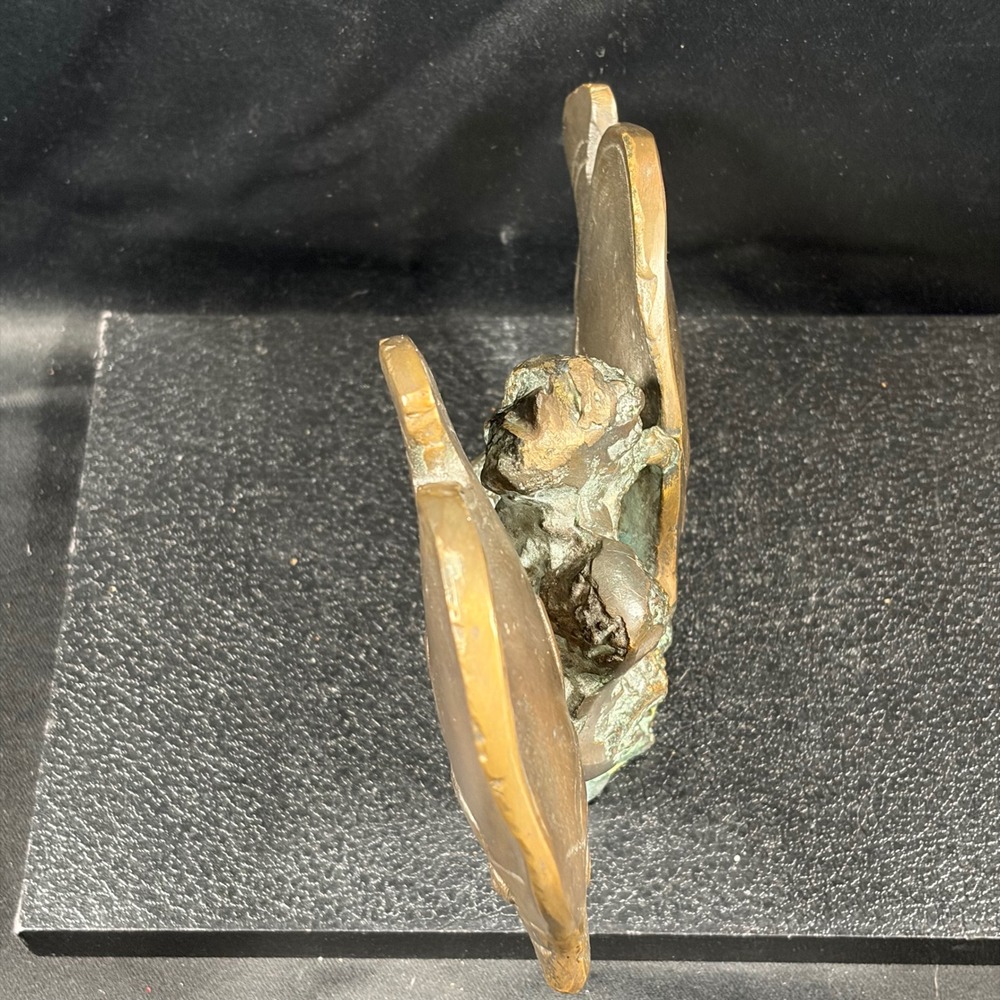 Vintage Bronze Angel Fish Sculpture Tropical Sea Life Coral Reef Verdigris 6x8 - Picture 3 of 15